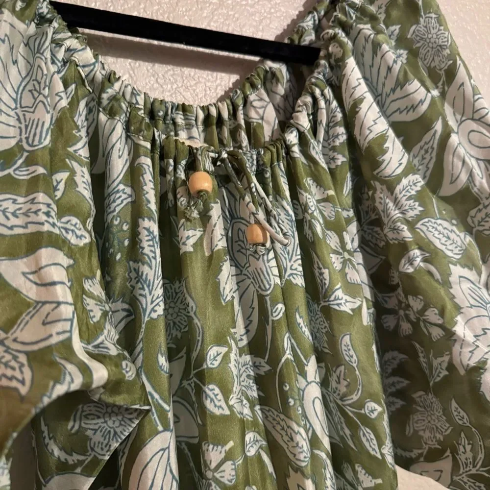 Hannah Artwear Selene 100% Silk Dress - Coriandre‎ Size 0 Green Floral - Picture 4 of 9